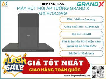 Hút mùi áp tường kính cong Grand X GX H70C69G - Made in Malaysia